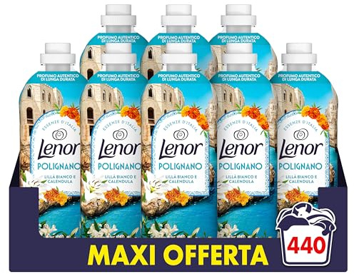 Lenor Ammorbidente Concentrato Essenze d’Italia, 440 Lavaggi (8x55), Polignano, Note di Lillà e Calendula, Profumo autentico di lunga durata