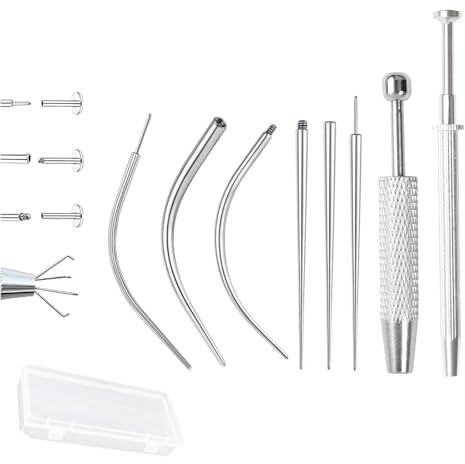 8PCS Piercing Taper Ball Grabber Tool, Piercing Threader Tool, Stainless Steel Jewellery Changing Tools for Threadless Insertion, Ear Nose Navel Lip Piercings Kit, 18G