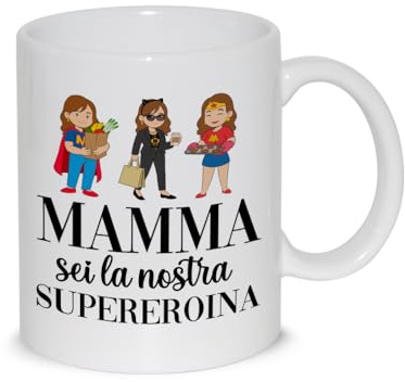 thedifferent Tazza Colazione con grafica simpatica - Mamma sei la nostra Supereroina Super Mom - Latte thè Mug Relax idea regalo compleanno natale Mamma Nonna Amica