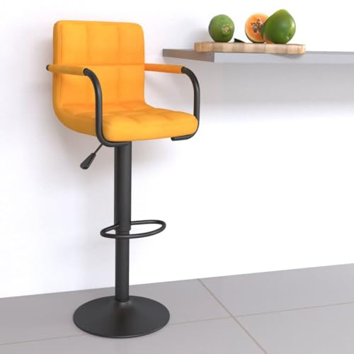 Frdhee Silla cosmética de comedor,Taburete de bar tela amarilla mostaza,Taburete de bar para cocina,sala de estar,Bar