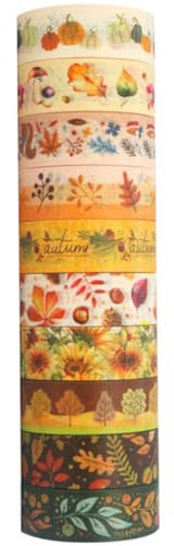Homoyoyo 10 Rollos de Cinta Washi Adhesiva Decorativa de Papel para Manualidades y Scrapbooking, Patrones Impresos y Material de Papel Washi y Pegamento