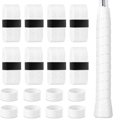 ZhouWei 8 stycken overgrip tennis, grip padel halkfri design tillverkad av PU-PU-material inkluderar 8 silikonfästringar, badminton och tennisgrepp