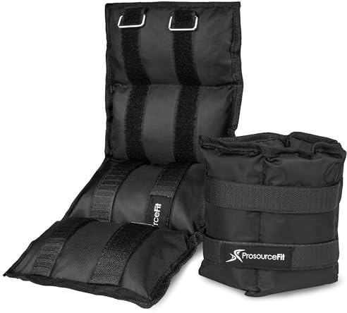 ProsourceFit Ankle, Wrist, Arm, and Leg Weights for Men and Women, Set of 2, 5lb each, Black