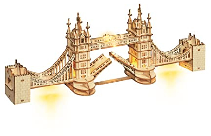 Rolife 3D Puzzle Brücken -Holzpuzzle 3D Modellbausatz für Erwachsene Kreativer DIY-Bausatz, Bastelset für Dekoration & Ästhetische Geschenke für Teenager(London Tower Bridge)