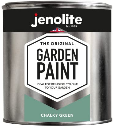 JENOLITE Garden Paint Chalky Green - Ideal for Garden Furniture & Ornaments - use on wood, metal, plastic, stone, ceramic - 1 Litre (PANTONE 378U)