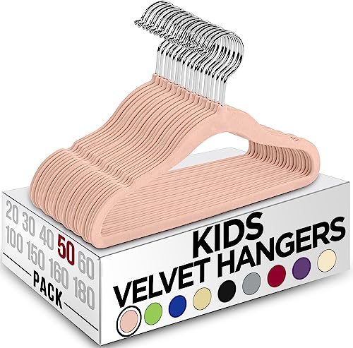 Utopia Home Grucce per bambini in velluto, 28 cm, resistenti, per armadio, per l'uso quotidiano (Rosa, Confezione da 50)