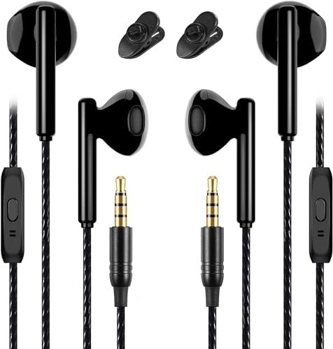 GAMURRY Earphones 3.5mm Jack 2Pack, In-Ear Headphones with Cable, Wired Earbuds with Microphone and Controller, Noise Isolation Headsets, Stereo Bass, Clear Call, for Radio MP3 and Other Audio Devices