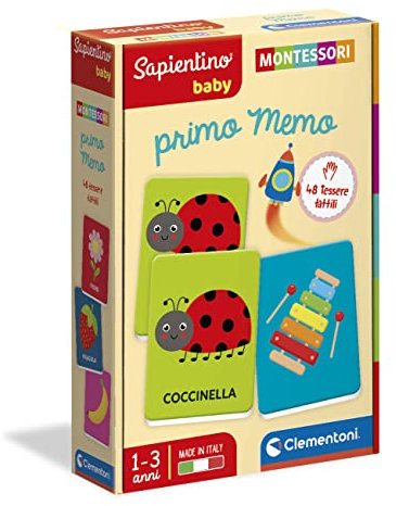 Clementoni - Sapientino Baby Erste Lernemo 1 Jahr, Flashcards Montessori, Memory-Spiel, hergestellt in Italien, Farbe Italienisch, 16432