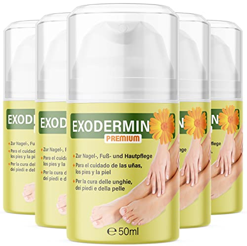 Exodermin Premium | Fußcreme zur täglichen Nagel-, Fuß- und Hautpflege | im praktischen Pumpspender | Creme mit 50 ml Inhalt (5x)