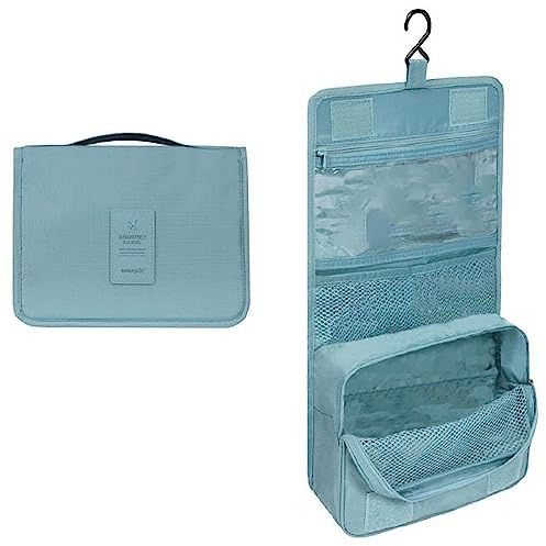 Travel Toiletry Bag, Hanging Toiletries Wash Bag Makeup Cosmetic Organizer Bags for Women Girls Kids Waterproof Foldable (Blue 1)