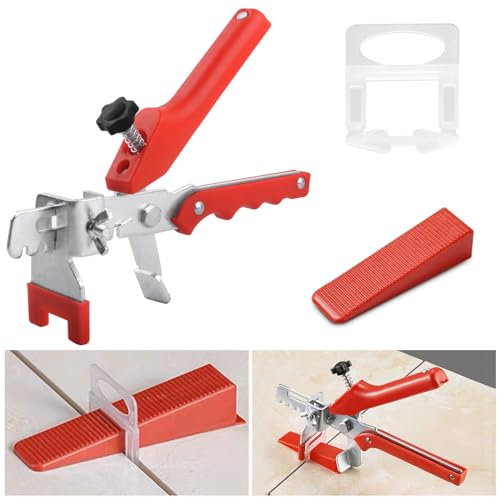 Croisillon Autonivelant 2mm Kit de Nivellement Carrelage Croisillon Carrelage Autonivelant 400 Clips+ 100 Cale Carrelage + 1 Pince pour Aider à la Pose de Carrelage 6 à 15 mm de épaisseur