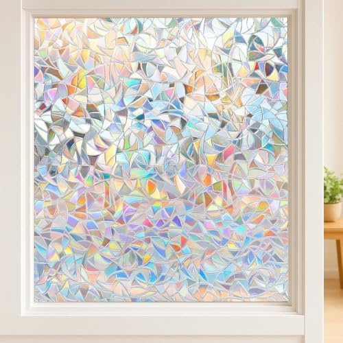 vgoltd Window Film Rainbow Privacy Film for Glass Windows Decorative Stickers for Glass Privacy Static Cling Rainbow Vinyl Films for Home & Office (30cm x 5m)