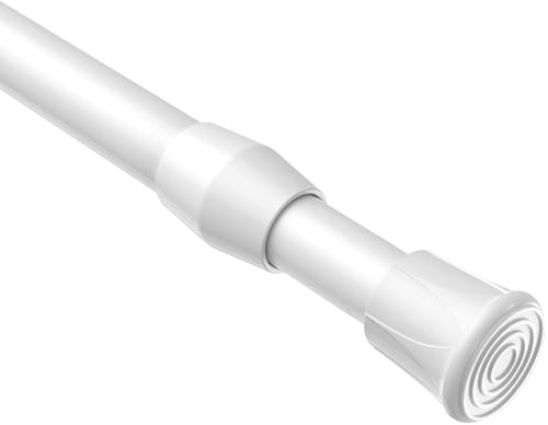 BSYXLSX White Extendable Curtain Poles, Tension Rod 70-98cm(27-38in) Spring-Loaded No-Drilling Curtain Poles for Small Windows, Clothes Hanging, Adjustable Net Curtain Rod