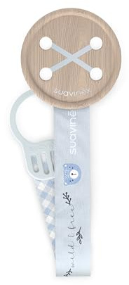 Suavinex, tygnapp för spädbarn, dubbelsidig design, nappband med klämstängning, lämplig från 0 månader, för nyfödda, vild och fri kollektion, blå