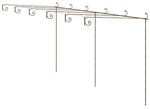 Trädgårdspergola antik brun av smidesjärn 6 x 3 x 2,5 m fristående med växtstöd för rosor, clematis, murgröna, vinranka och klätterväxter, dekorativ lövgång för terrass