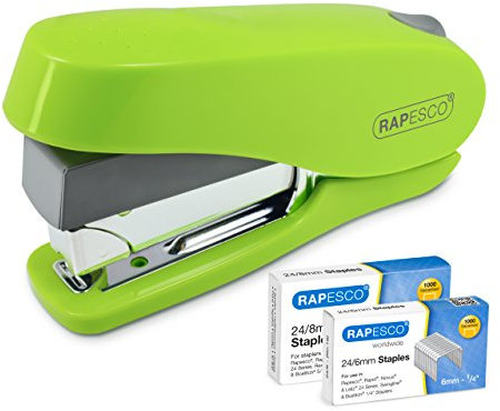 Rapesco 1470 Luna Less Effort Heftgerät mit 2000 Heftklammern, 50 Blatt Kapazität, Grün