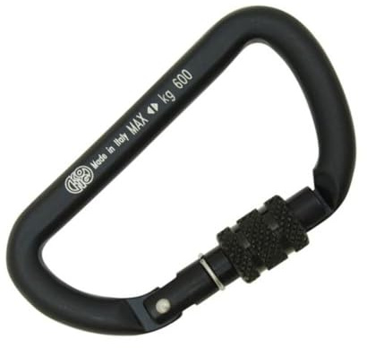 Kong. Mini D Screw. Moschettone Portachiavi in Alluminio con Ghiera a Vite. Ultra Leggero e Resistente. Ideale per Portachiavi e Accessori. Made in Italy. 1 Pezzo. Peso 32g. Nero