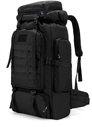 Dressfo 80L Hiking Camping Backpack,Hunting Climbing Backpack for Outdoor,Backpack Water Resistant,Tactical Backpack for Men Women (BLACK)