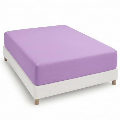 Degrees Home - COLLEZIONE - Lenzuolo con angoli 90 x 190 x 33 - Regolabile - Microfibra poliestere garzata - Lilla