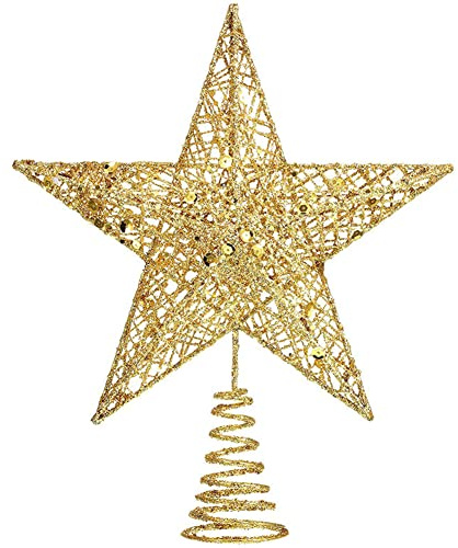 Wenxiaw Árbol de Navidad Topper Star Estrella de la Navidad Estrella del Árbol de Navidad Decoración de Árbol de Navidad con Purpurina para Decoración de Árbol de Navidad, 25 Cm