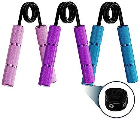 Power Gripper Metal Series - Grado professionale - Scegli uno dei nostri 8 livelli di resistenza (22,7 kg - 181,4 kg) per allenamento di presa, polso e braccia (confezione da 3 pezzi)