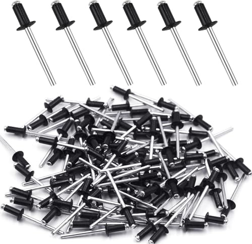 Remaches Aluminio Ciegos Negros Remache Ciego 4.8 mm x 12 mm Remaches de Aluminio Cabeza Ancha 100 Piezas para Maquina Rmaches Acero Inoxidable para Metal Madera Plástico (4.8mm x 12mm)