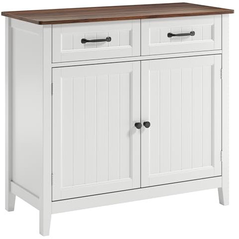 Bealife Küchenschrank, Kommode mit 2 Schubladen und 2 Türen, Sideboard Küchenbuffet mit Arbeitsplatten für Küche,Wohnzimmer, Flur und Esszimmer (Braun)