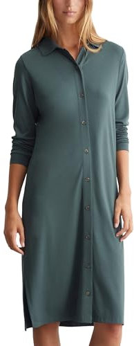 Marc O'Polo Damen Jerseykleid mit Stretch-Anteil Langarm, Grün (Deep Emerald), S