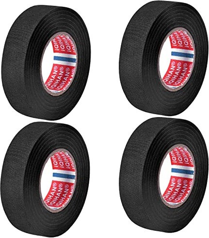 4 Pièces Ruban de Câbles Noir, Résistant à la Chaleur Rubans 19mm x 20m,Bande Isolant ÉLectrique Ruban Adhésif Ruban de Câblage Automobile,Ruban en Tissu pour Faisceaux de Câbles,Ménage Voiture Moto