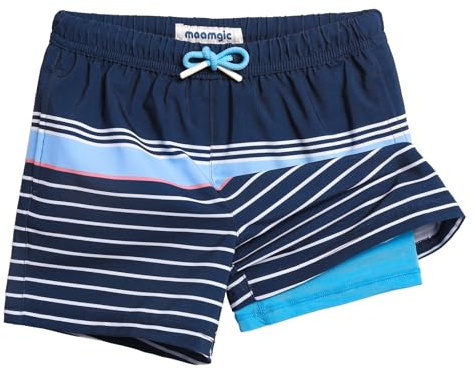 maamgic Swimming Trunks Boys Swimming Shorts Children Quick-Drying Swimming Shorts Short Swim Shorts for Small 2 in 1 Board Shorts with Compression Inner Shorts Pockets Adjustable Drawstring Reusable