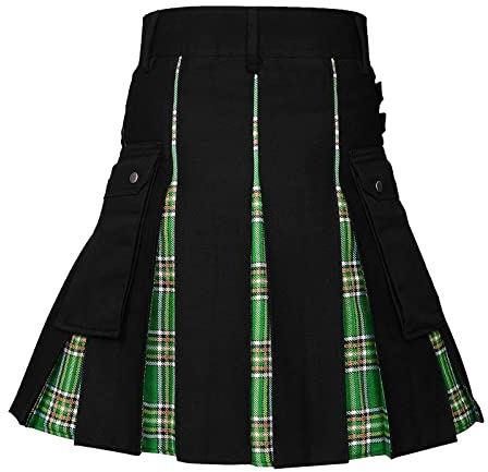 Générique Kilt Écossais pour Hommes Jupe à Carreaux Kilt de Travail Traditionnel Highland-Tartan Tendance Plissé avec Poches Médiévale Écosse Jupe Plissée Vêtements Steampunk