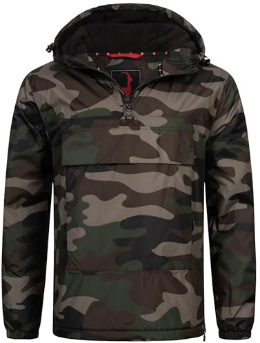 Höhenhorn Allesso - Giacca da uomo con tasca sul petto, windbreaker, foderata, Verde mimetico, XXL