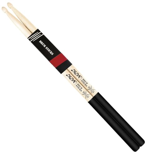 Drum Sticks for Drums, Natural Solid Wood丨Weight Balanced丨Non-Slip Grip, Live Performance & Drum Kit Practice Accessories, Percussion Drumsticks for Professional Beginner (1 Pair, 5A)