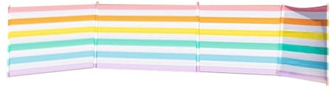 MARBUENO SUMMER Windschutz, 5 Stangen aus Stahl, Polyester, bunte Streifen, 480 x 80 cm, für Strand, Pool, Garten und Camping 10497