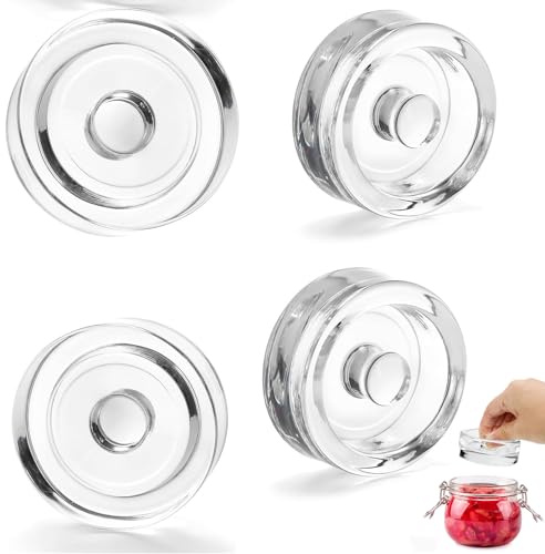 Aarcyye Fermenteringsvikter, 4 st Fermenteringsglasvikter, Gurka Inläggningsglasvikt, Glasvikter för Fermentering 7cm, Glasvikter för Gärning med Bred Öppning, Inläggningsglas (Konkret)