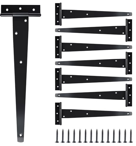 JIAYUET Lot de 8 charnières en T noires de 300 mm, charnières de porte d'abri de jardin pour porte et fenêtre