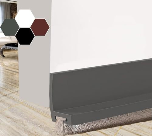 XkuiHF Joint de Porte, Bande d'étanchéité pour Plancher de Porte - Protection Contre Les Insectes - Anti-poussière - Insonorisée - en Silicone - pour Porte de Chambre à Coucher - Gris