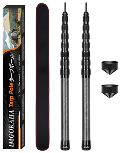 imgokaha Lot de 2 Poteaux de Tente Telescopique 3M en Fibre de Carbone, Extensible et réglable - 60 à 300 cm - pour Camping, Tente, bâche, auvent, Plage