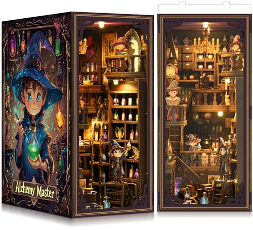 LUMYCE DIY Book Nook Kit: Casas en Miniatura para Montar con Muebles - Maquetas Adultos Decoración Creativa para Estanterías y Luces LED