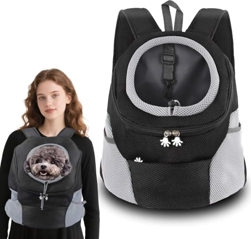 LIBRNTY Zaino per Cani Gatti,Zaino per Cane,Backpack Trasportino Pieghevole per Gatti e Cani di Piccola Taglia, Borsa Traspirante per Viaggi Passeggiate e Escursioni,fondo impermeabile (Grigio M)