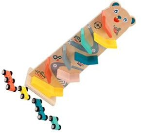 QUXVUIS Rampa de Carreras de Autos con rampa y tobogán Juguete para niños, Pista Carreras para Madera interactiva Que Ofrece diversión sin Fin y Tiempo Juego Educativo, Pistas Autos para niños,