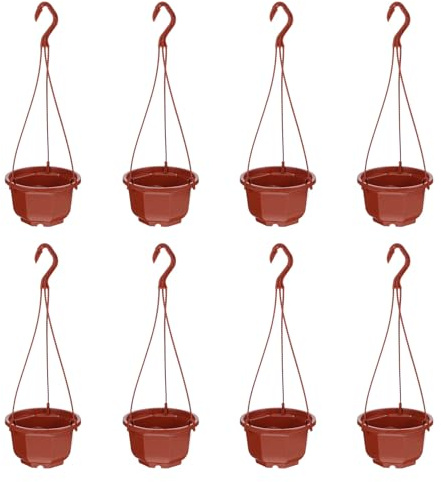 PAMINGONO 8 Macetas Colgantes Diseño Duradero de Plástico Resistentes Gran Textura y Apariencia Atractiva para Plantas, Ideales para Balcón y Hogar