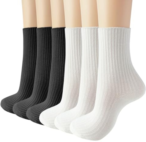 HAPEE Women’s Crew Socks Cute Loafer Neutral Cotton Slouchy Boot Dress Cozy Novelty Socks For Women Girls