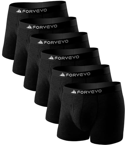 FORVEVO Men's Merino Wool Boxer Briefs 6 Pack, Breathable Soft Odour-Resistant Wool Base Layer Men Underwear, M-3XL