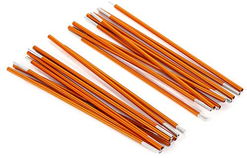 Juego de 2 Varillas para Tienda de campaña de aleación de Aluminio, Barra de Soporte para Tiendas de Camping al Aire con Cuerda elástica, Varillas Ligeras anodizadas en Oro