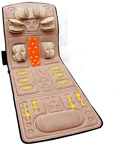 DYHQQ Colchoneta de Masaje con 4 Fuerza de Engranaje y 4 Modos de vibración, Cuerpo Completo con calefacción, Almohadilla de Masaje para el Dolor Lumbar de la Pierna