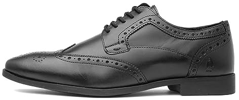Hush Puppies Elliot Brogue skoluniform för män, Svart, 42.5 EU