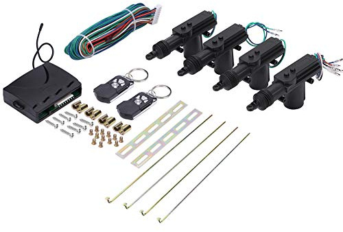 Keyless Entry System, Universal Car Door Lock and Unlock System Auto Vehicle Remote Central Control Locking Alarm Security Kit with 4 Door Lock Actuators and 2 Remote Controls