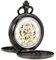 TREEWETO Taschenuhr Unisex Taschenuhr mit Kette Analog Mechanisch Handaufzug Doppelscharnier Antik Römische Schwarz