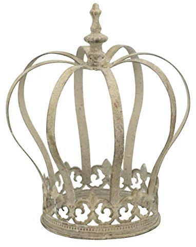 Posiwio dekorative Garten Krone Dekokrone Metall antikgrau Vintage Optik (klein ca. 19 x 21 cm hoch)